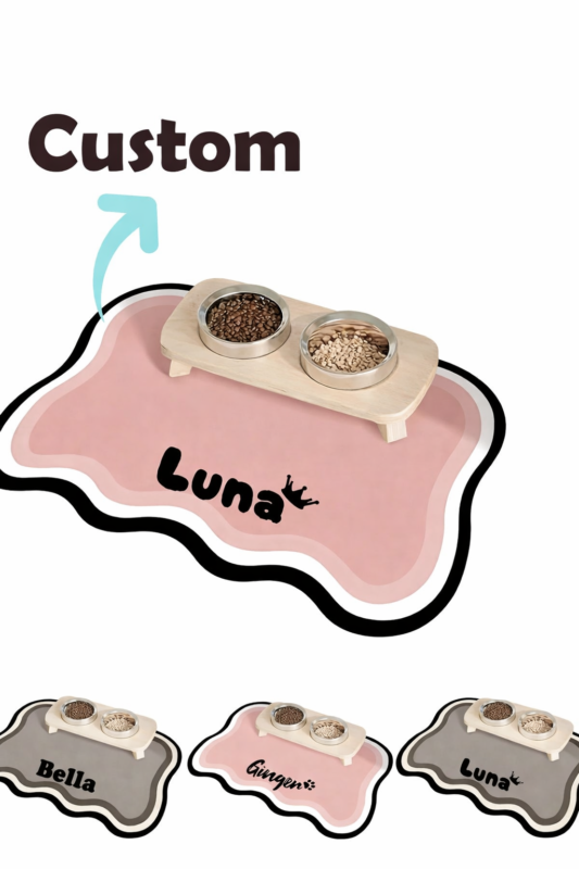 Customizable Pet Feeding Mat – Splash-Proof, Quick-Dry, Personalized for Cats & Dogs