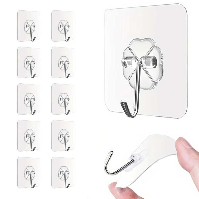 Heavy Duty Self Adhesive Wall Hooks Waterproof Damage Free Multi Purpose Hanging Hooks Set